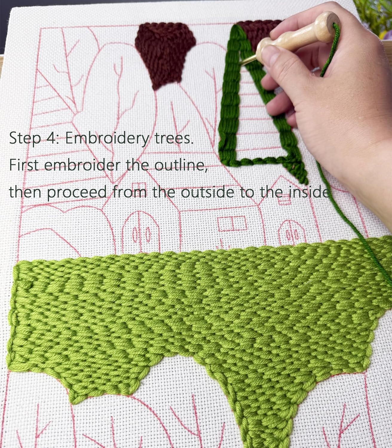 clberni Punch Needle Kit Adults Beginner, Large Punch Needle Embroidery kit 11.8 X 15.8 inches, Crafts for Adults (Forest Without Photo Frame)