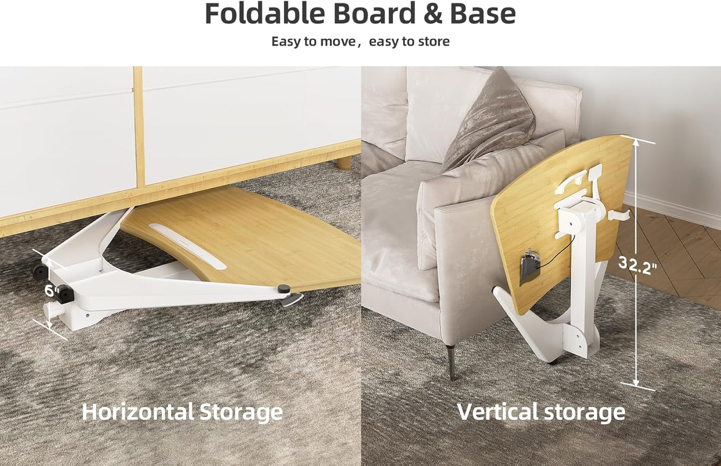 Claiks Mobile Standing Desk, Portable Rolling Standing Desk with Wheels, Pneumatic Height Adjustable Sit-Stand Desk Workstation with 90° Tiltable, Foldable Desk with Non-Slip Computer Stand, Bamboo