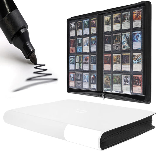 Premium Card Binder 16 Pocket - Fits 1600 Cards，4X4 Ringless Card Album with Sleeves for Trading Cards & Sports Cards（Model C，Classic White）