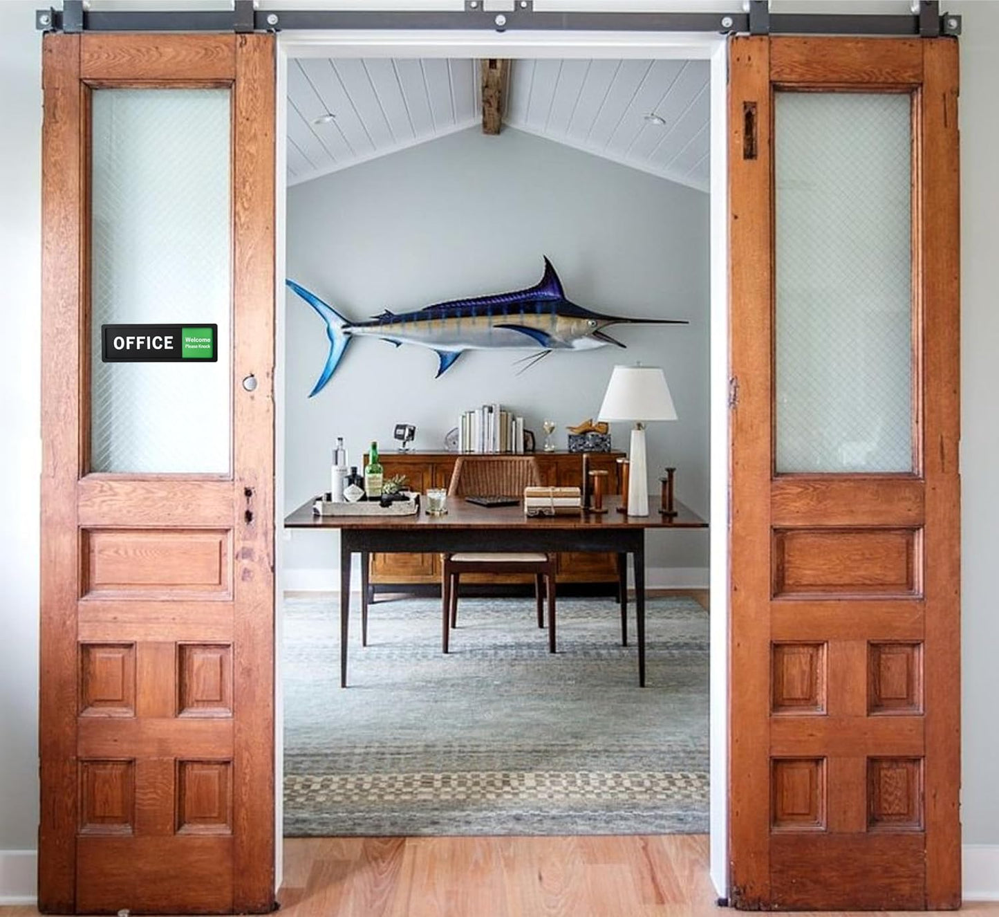 Office Sign – Do Not Disturb / Knock Welcome Slide Switch Sign, Premium Durable Acrylic Material, Super Strong Self-Adhesive, Quick Installation, Suitable For Your Home And Business (9×3 Inches, Black) (Office)