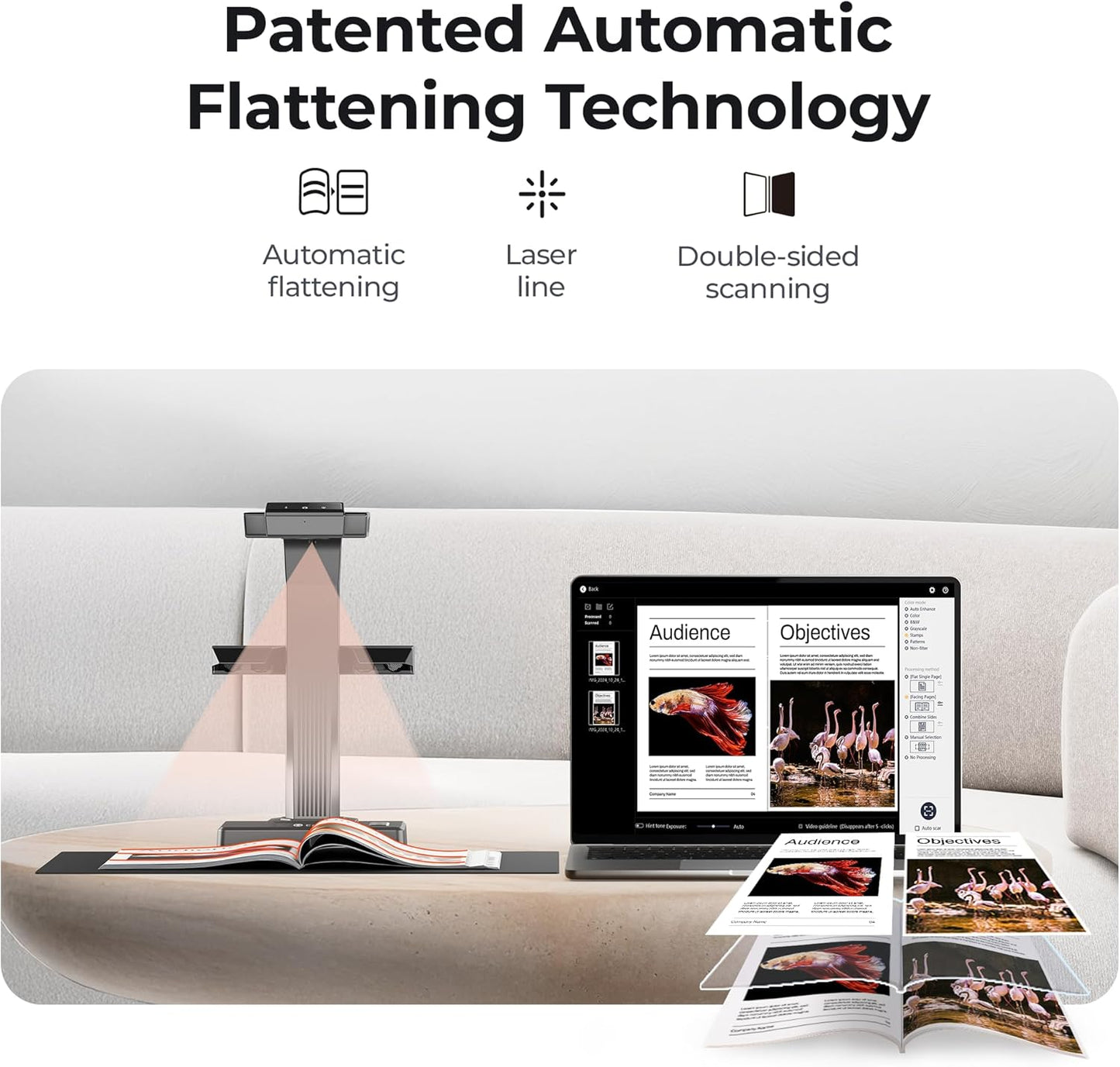 CZUR ET16 Plus Advanced Book & Document Scanner, 2nd Gen Auto-Flatten&Deskew Tech, 16MP Camera, Capture A3, 186 Languages OCR, Convert to PDF/Searchable PDF/Word/Tiff/Excel, Run On Windows&MacOS