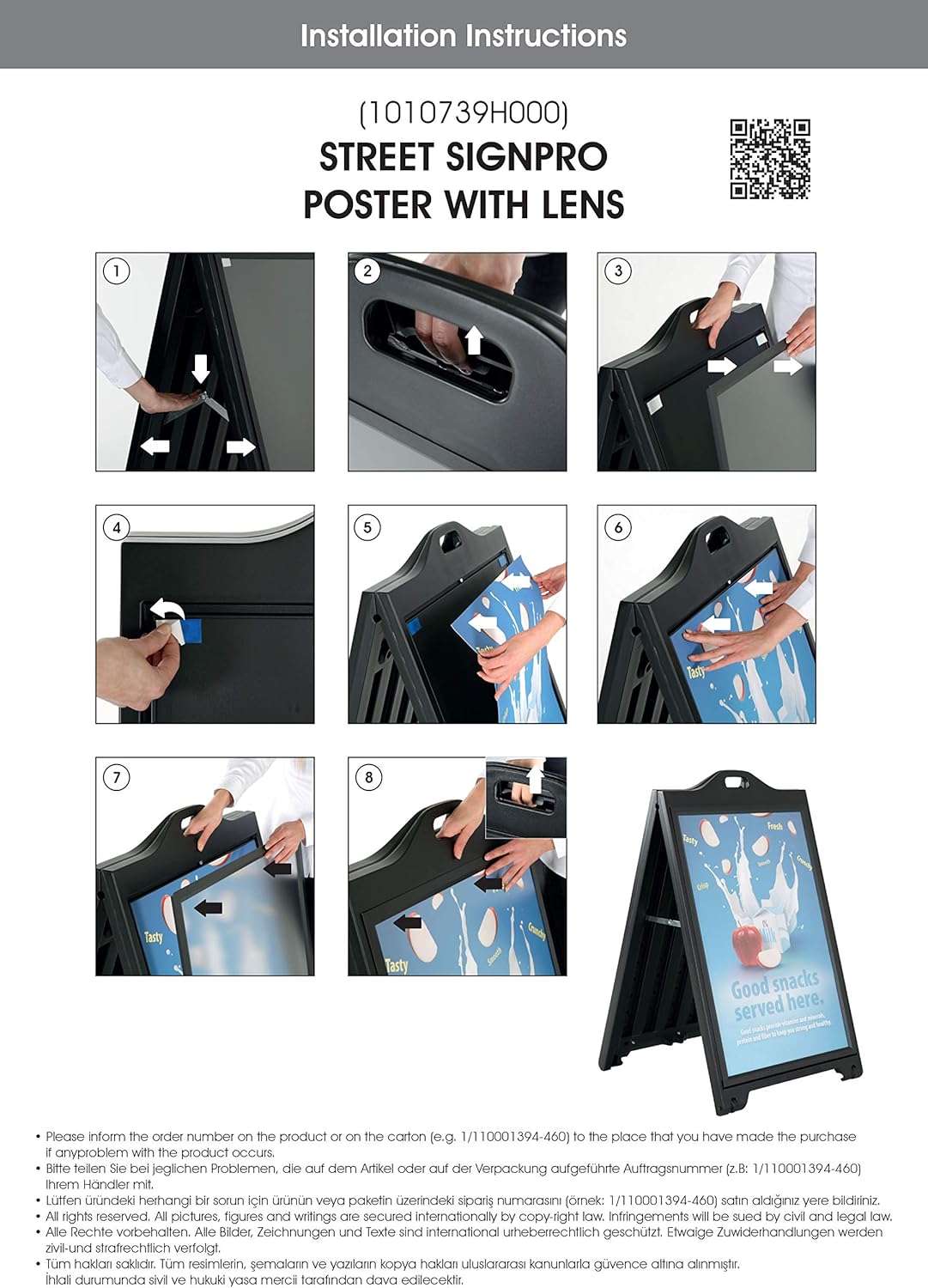 M&T Displays Street SignPro with Lens Protective Cover, 24x36 Inch Poster Black Double Sided Sandwich Board Folding A-Frame Sidewalk Curb Sign Portable Advertising Display for Restaurant Cafe