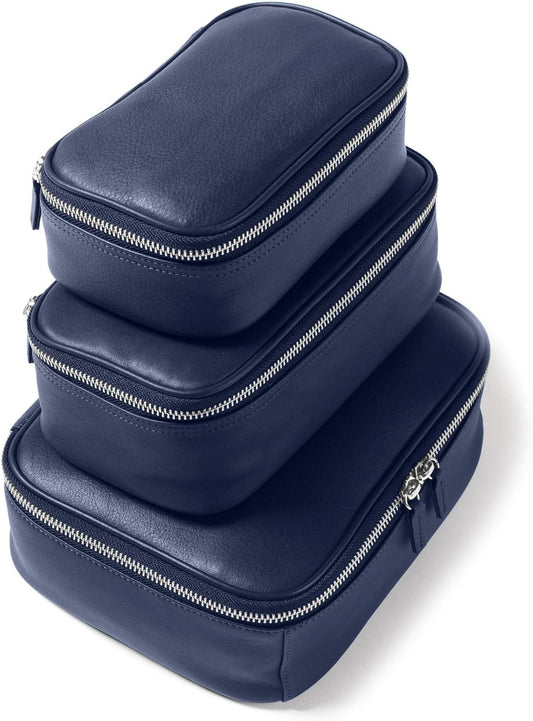 Leatherology Navy Blue Nested Travel Organizer Trio