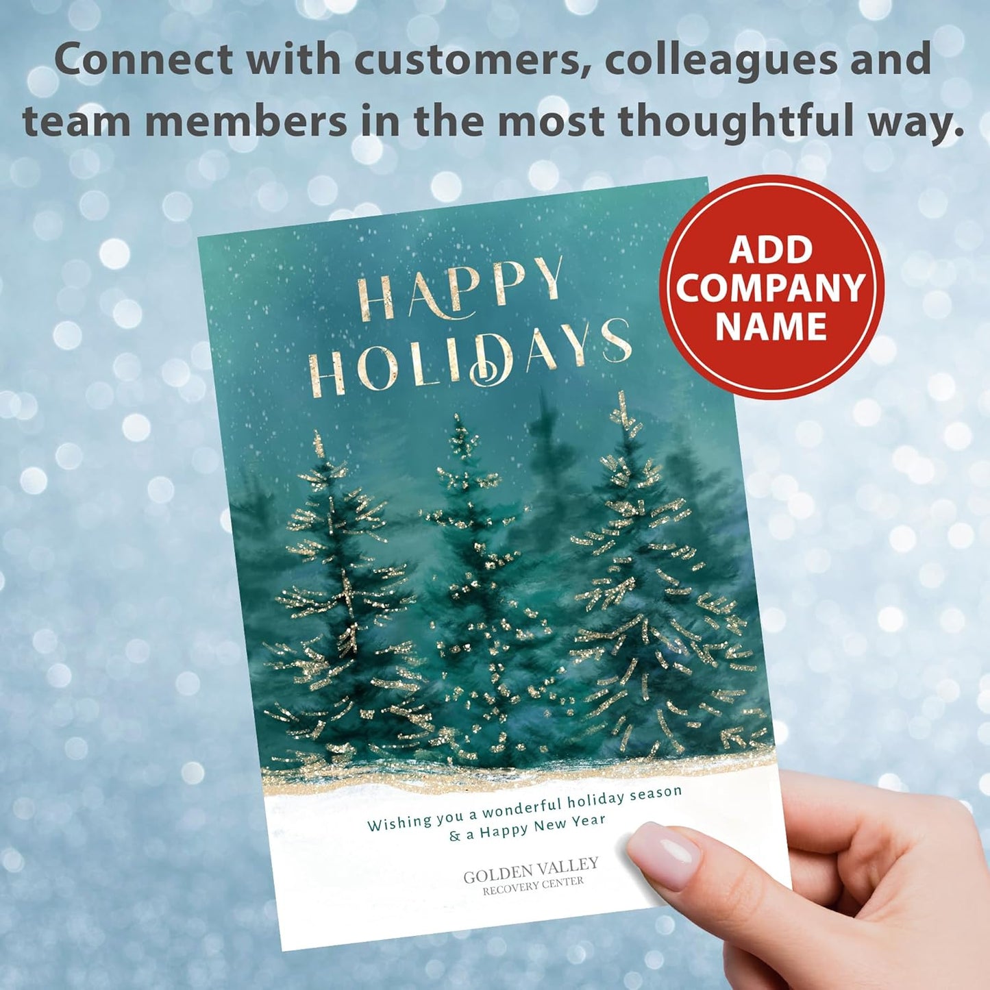 Let's Make Memories Personalized Business Christmas Cards with Envelopes - Premium Quality - 5x7-2025 Holiday Cards & White Envelopes - Gilded Trees - 125 ct