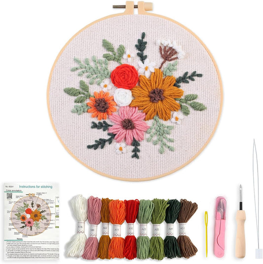 Myfelicity Punch Needle Kit, Punch Needle Kits Adults Beginner, Craft Decoration and Hobbies (Mixed Bouquet)