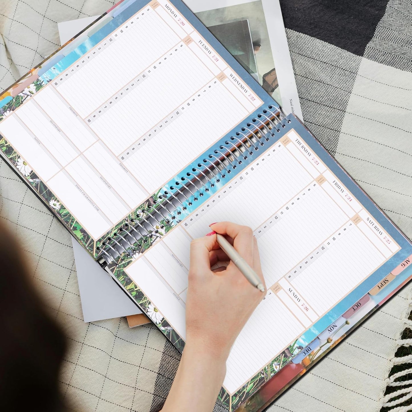 CAGIE Planner 2026 Monthly (Jan. 26-Dec. 26), 12 Month Academic Planner 8.5"x11", Large Daily Planner with Hourly Timeslot, Monthly Tab, Spiral Binding, Bookmark