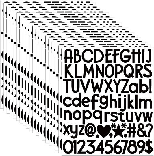 1500Pcs Letter Stickers 20Sheets Alphabet Stickers Vinyl Mailbox Numbers Self Adhesive Waterproof Small Sticker Letters for Water Bottles Sign Scrapbook Classroom Business Address Decor(Black,1 Inch)