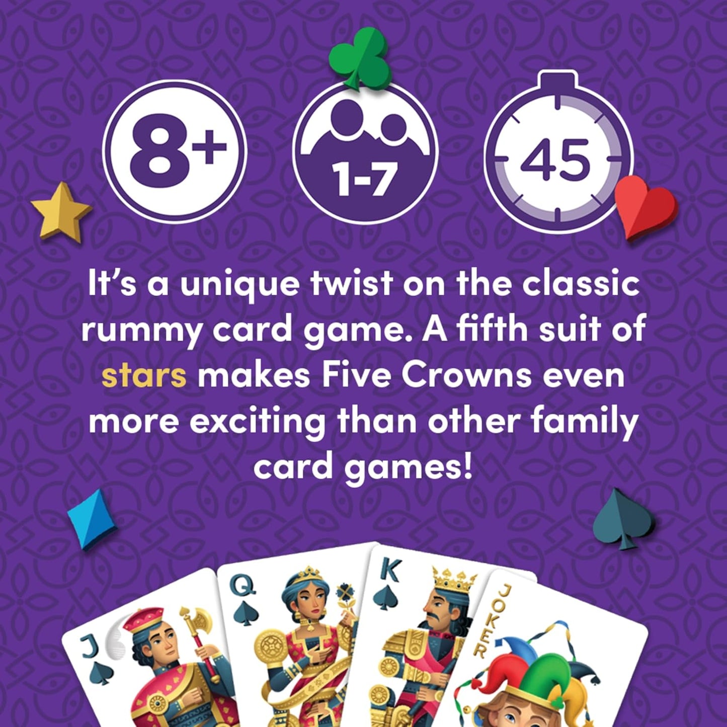 PlayMonster Five Crowns Collectible Tin – Card Game for Kids and Adults, Family Game Night, The Game isn’t Over Until the Kings Go Wild!, 5 Suited Rummy Style Card Game, 1-7 Players, Ages 8+