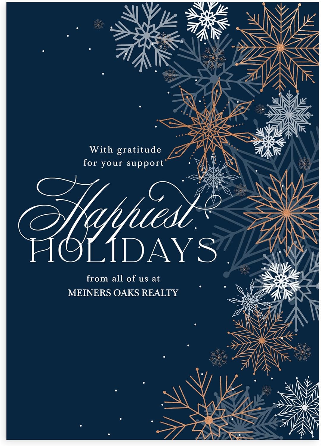 Let's Make Memories Personalized Business Christmas Cards with Envelopes - Premium Quality - 5x7-2025 Holiday Cards & White Envelopes - Shining Snowflakes - 15 ct