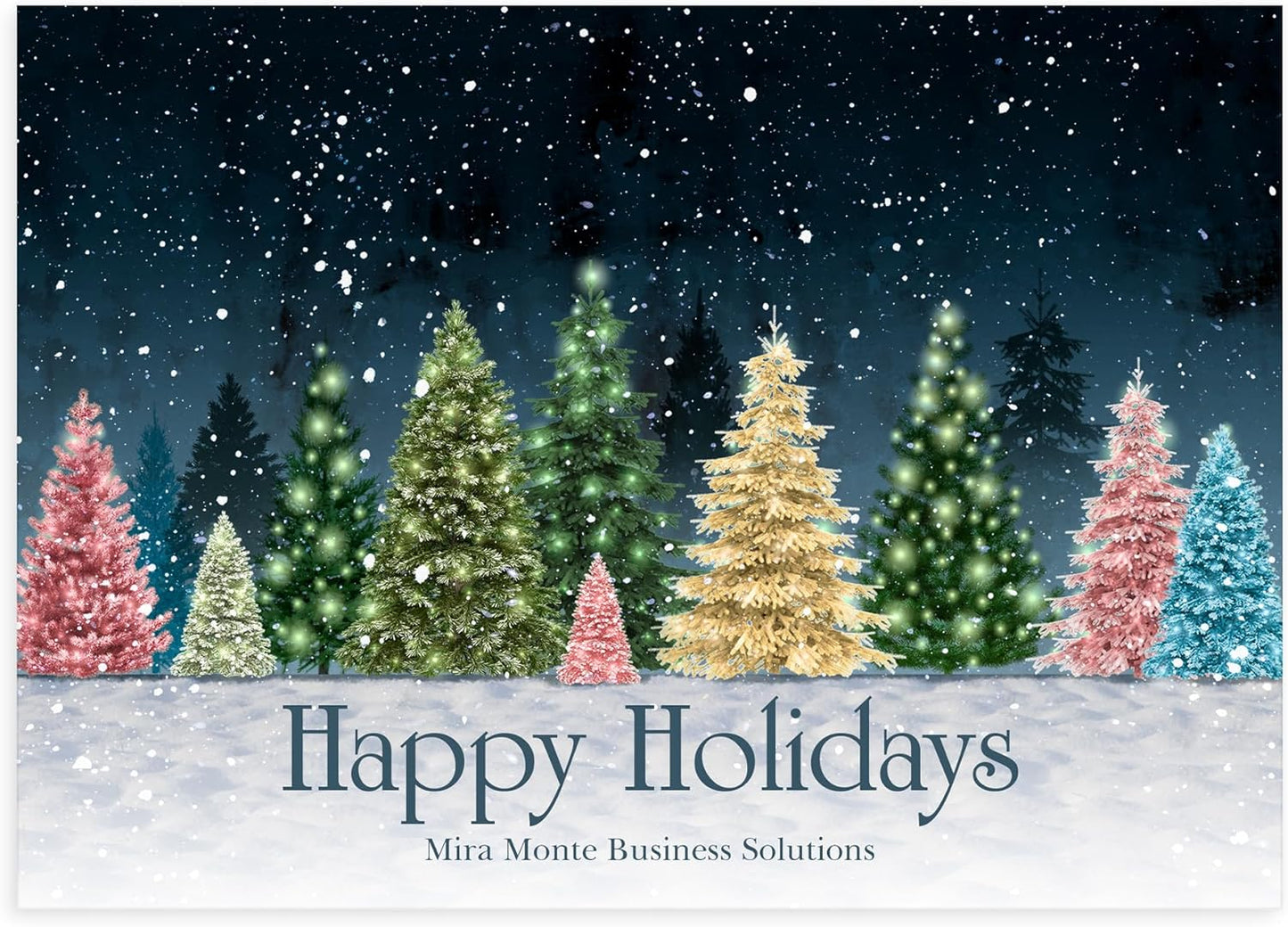 Let's Make Memories Personalized Business Christmas Cards with Envelopes - Premium Quality - 5x7-2025 Holiday Cards & White Envelopes - Colorful Snowscape - 200 ct