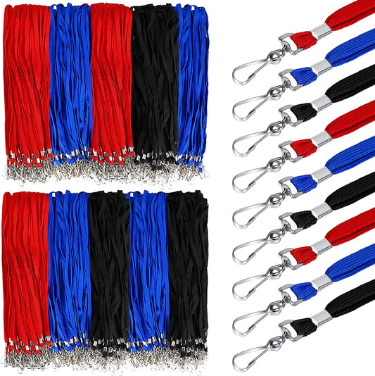 Bulk Lanyards for ID Name Badges Holder Flat Lanyards with Hook Clip Swivel for Office School Accessories (1000 Pack,Classic Colors)