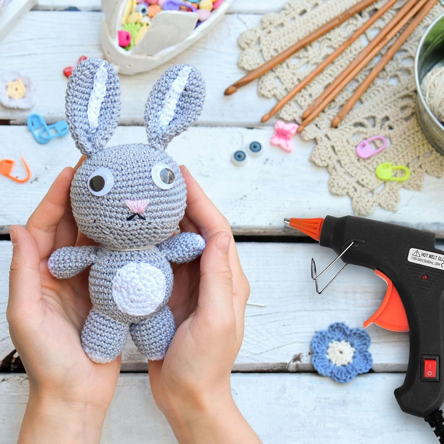 Zhengmy 12 Pcs Mini Glue Gun Crafts Hot Melt Guns Low Temp Glue with Burn Protection Fast Preheating and Easy Squeeze Trigger for School DIY Arts Class Projects Home Quick Repairs, 20 W (Black)