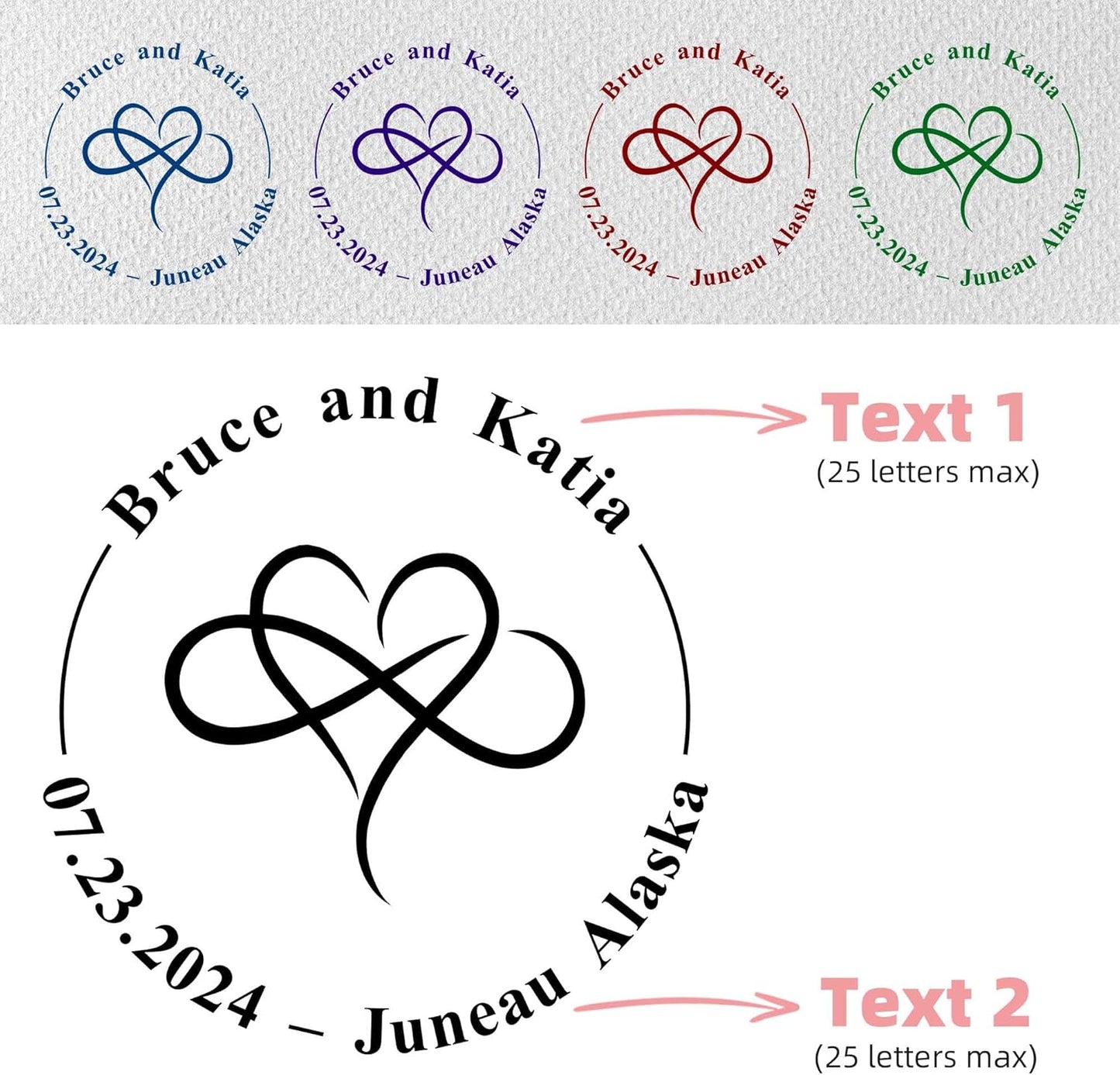 Personalized Wedding Embosser Stamp， Custom Book Business Card Paper Document Notebook, Self Inking Stamp，Book Lover Gifts，Christmas Gifts (Style08)