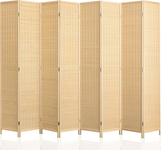 WelFurGeer 8 Panel Bamboo Room Divider, Folding Privacy Screen for Room Separation, Natural Wood Room Partitions and Dividers, Patio Privacy Panels, Decorative Wall Divider for Home, Office, Studio