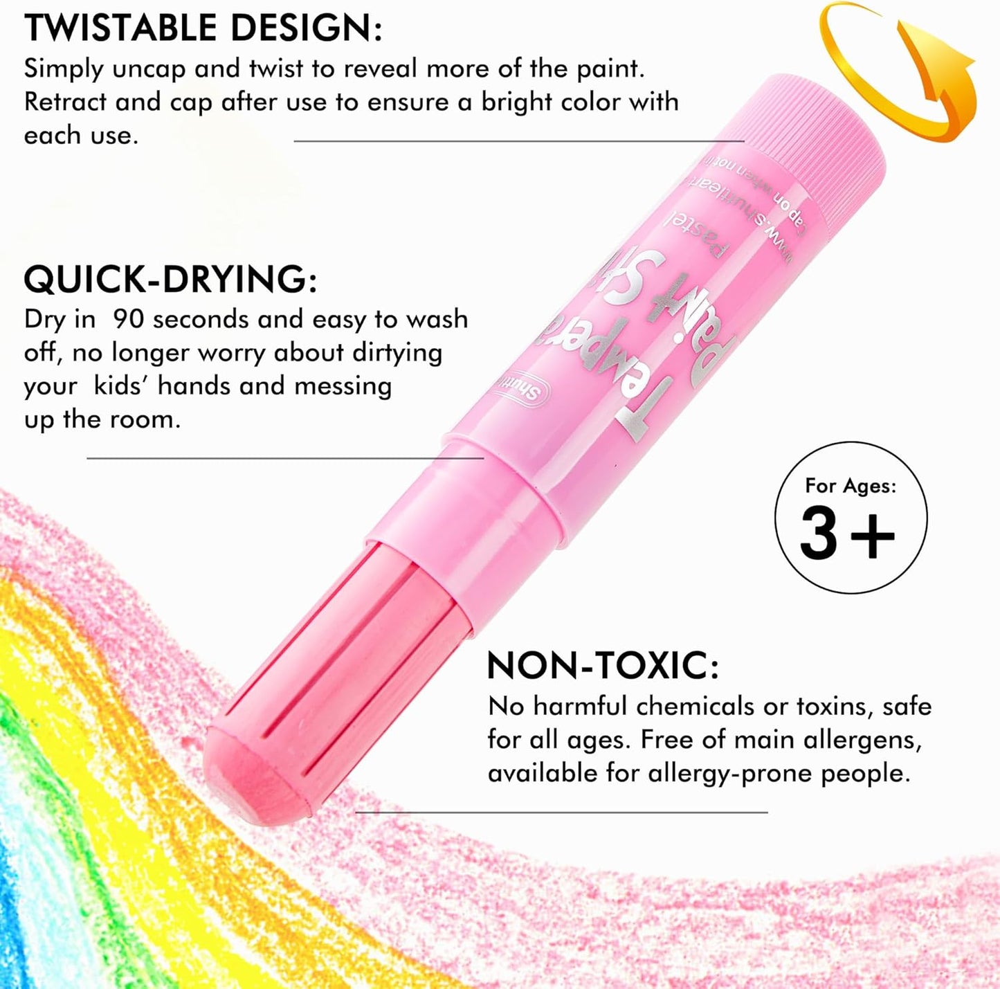 Shuttle Art Tempera Paint Sticks, 20 Pastel Colors, Solid Tempera Paint for Kids, Super Quick Drying, Works Great on Paper Wood Glass Ceramic Canvas