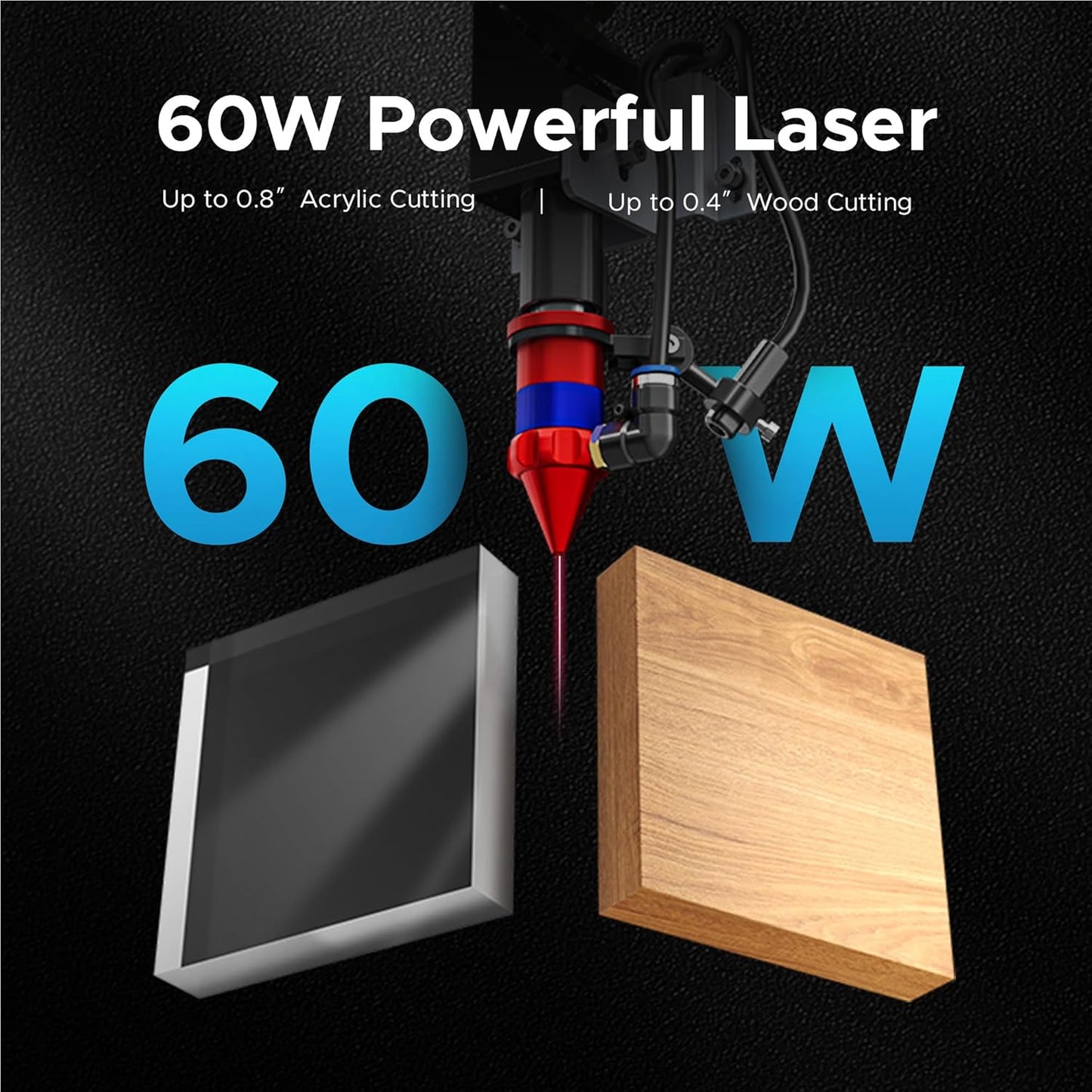 OMTech 60W CO2 Laser Engraver, 28"x20" Cutting & Engraving Machine with Autofocus, Air Assist, 4-Way Pass, Autolift, RDWorks, for Wood, Glass, Acrylic, Leather, Cardboard