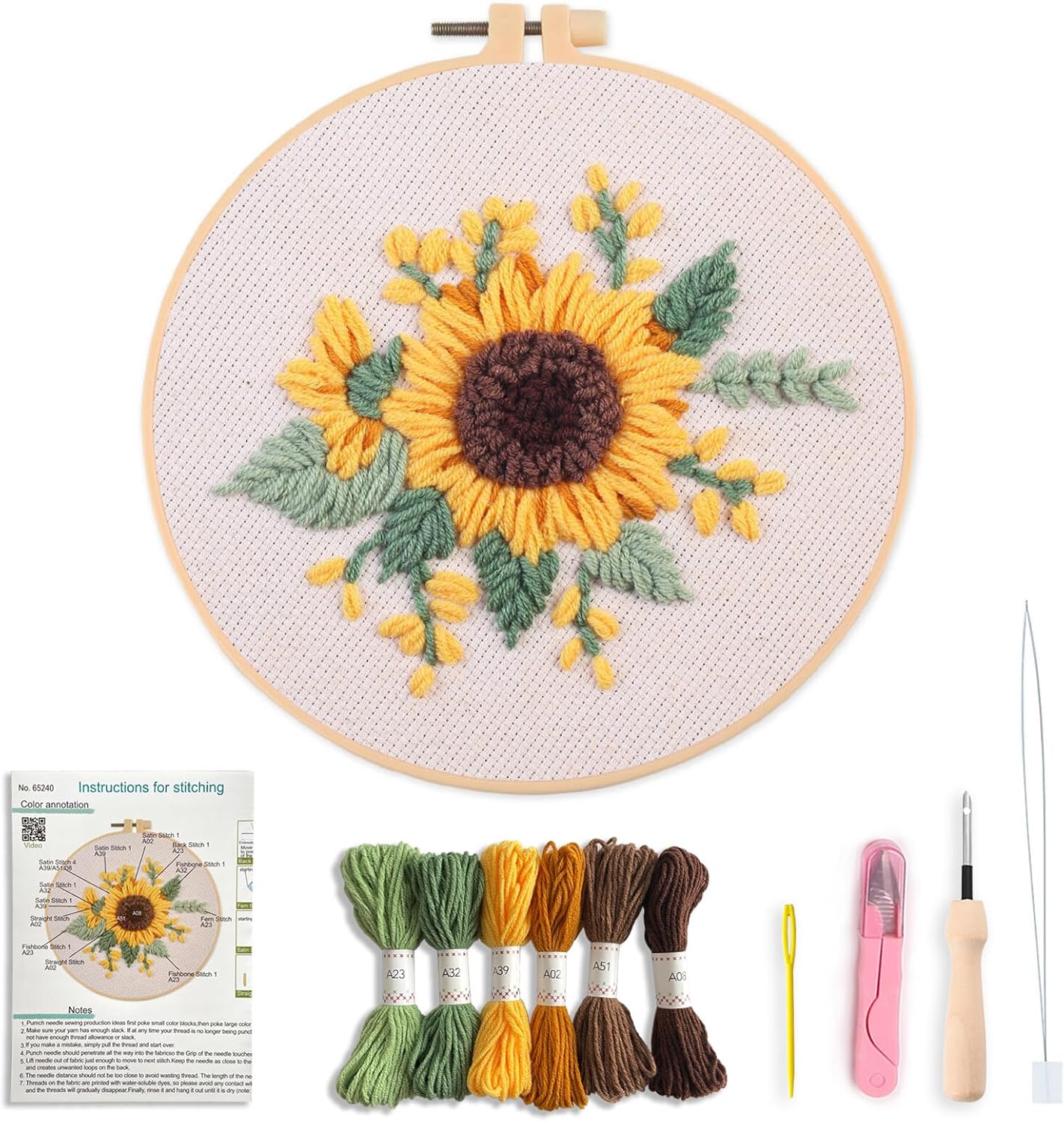 Myfelicity Punch Needle Kit, Punch Needle Kits Adults Beginner, Craft Decoration and Hobbies (Sunflower)