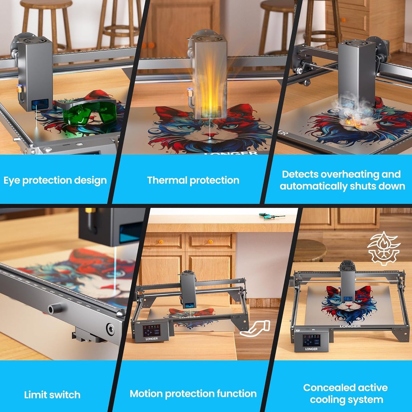 Official LONGER RAY5 20W Laser Engraver Class 4, 20,000mW Laser Engraving Machine with 3.5 inch Touch Screen, DIY Laser Cutter for Custom Design, Laser Engraver for Wood Metal Acrylic Leather Glass