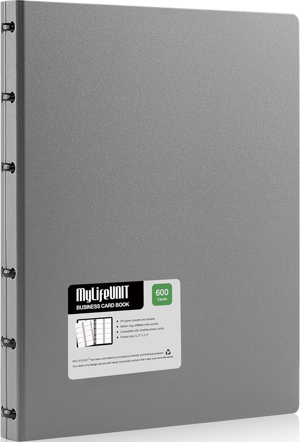 MyLifeUNIT Business Card Book, Name Card Holder Book with 600 Business Cards Capacity, Credit Card Book File Storage (Grey)