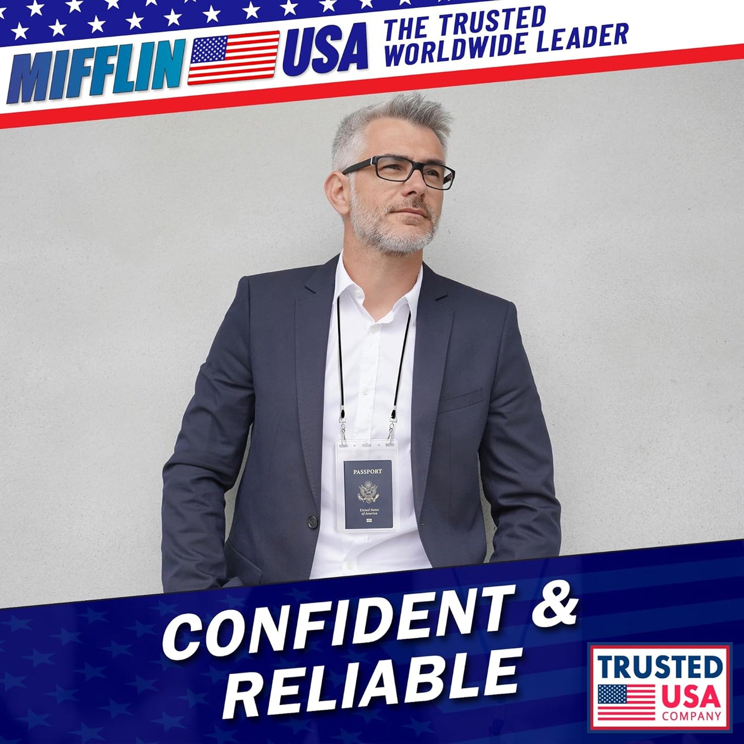 Mifflin-USA Passport & Card Holders (Clear, 4x6 Inches, 250 Pack), Extra Large ID Name Badge Holder, Zipperless Vertical Plastic Card Holders