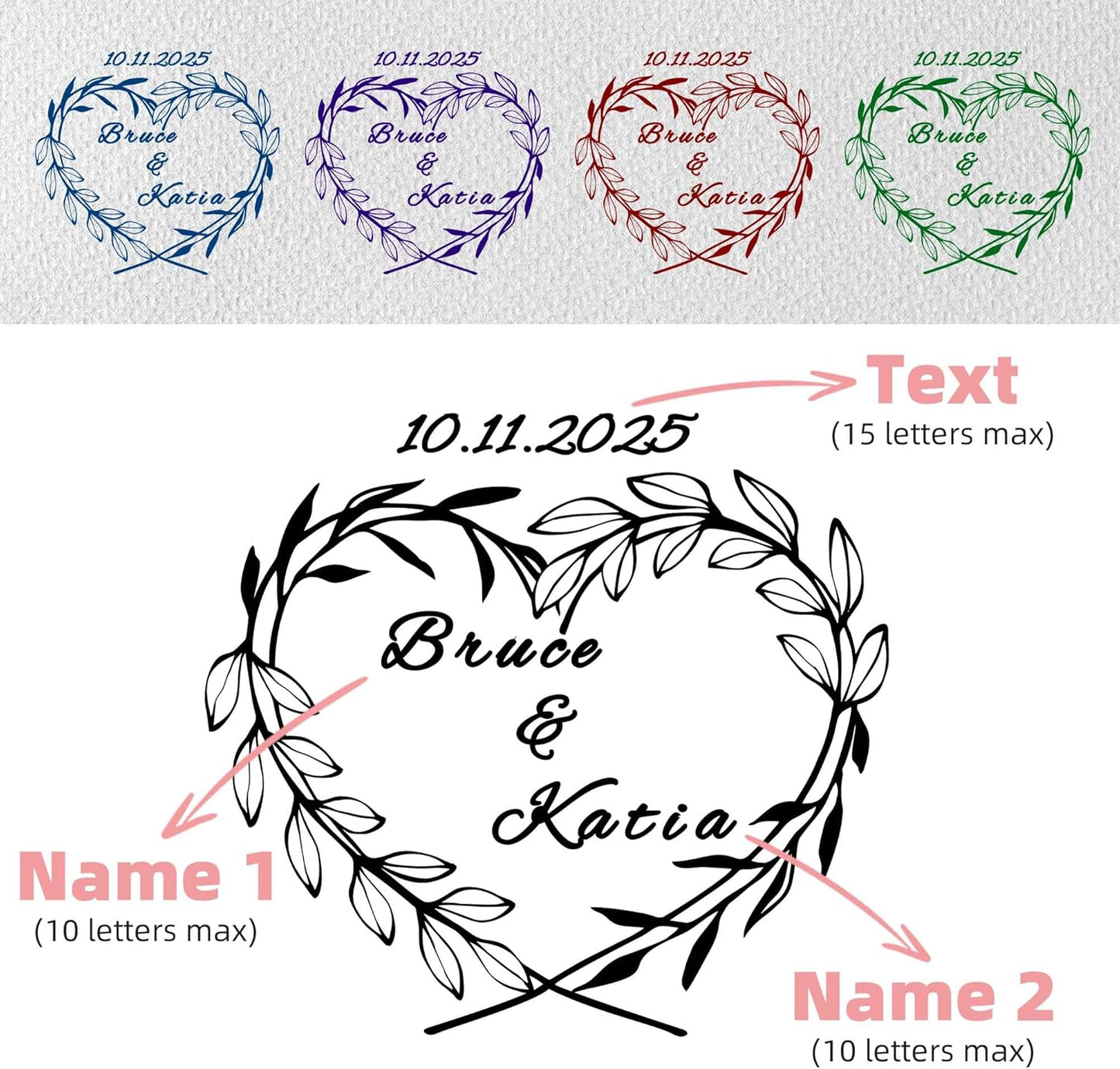 Personalized Wedding Embosser Stamp， Custom Book Business Card Paper Document Notebook, Self Inking Stamp，Book Lover Gifts，Christmas Gifts (Style09)