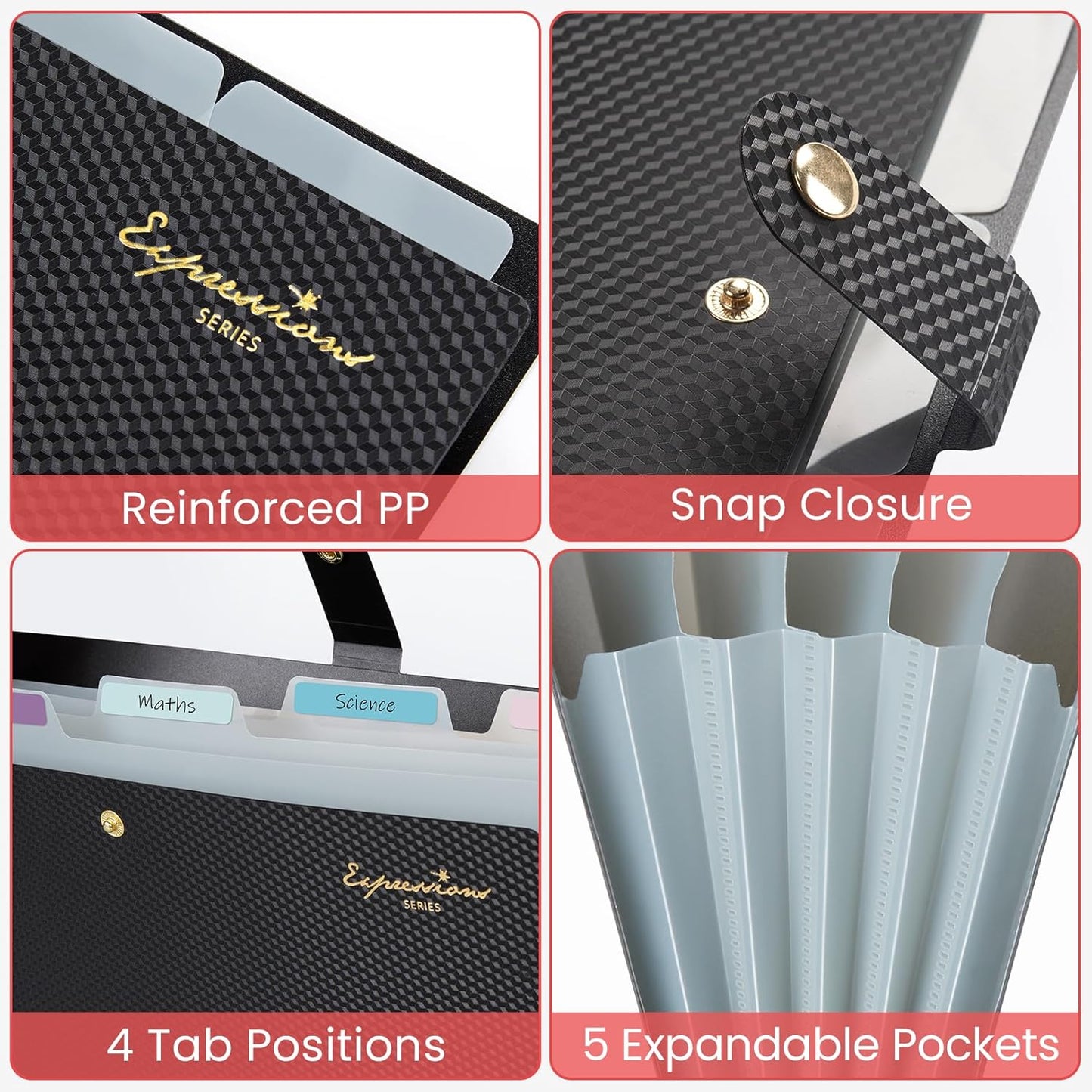 Sooez Expanding File Folder, Letter Size Accordion File Organizer, 5 Pocket Folders for Documents, Portable Filling Products for School Office Supplies, Dark Green