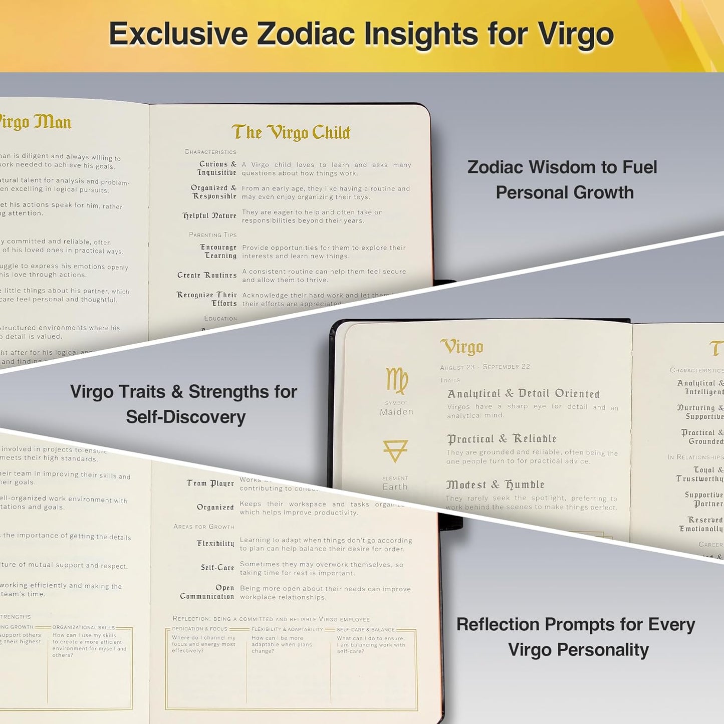 Virgo Zodiac Astrology Undated Monthly Weekly Daily Planner Journal Notebook Hardcover A5 5.7" x 8.3" 160 Pages 100GSM Paper 2025 2026 2027 Holidays Calendar