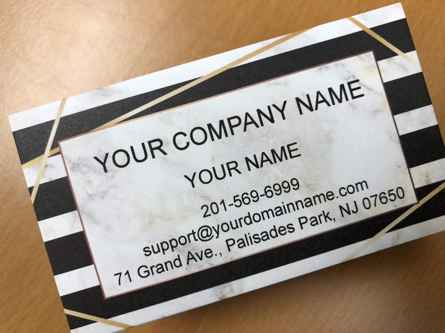 Custom Premium Business Cards 100 pcs Full color - Printed on 16pt(350gsm) or14pt (308gsm) Classic matte paper, Made in The USA (Marble Stripes)