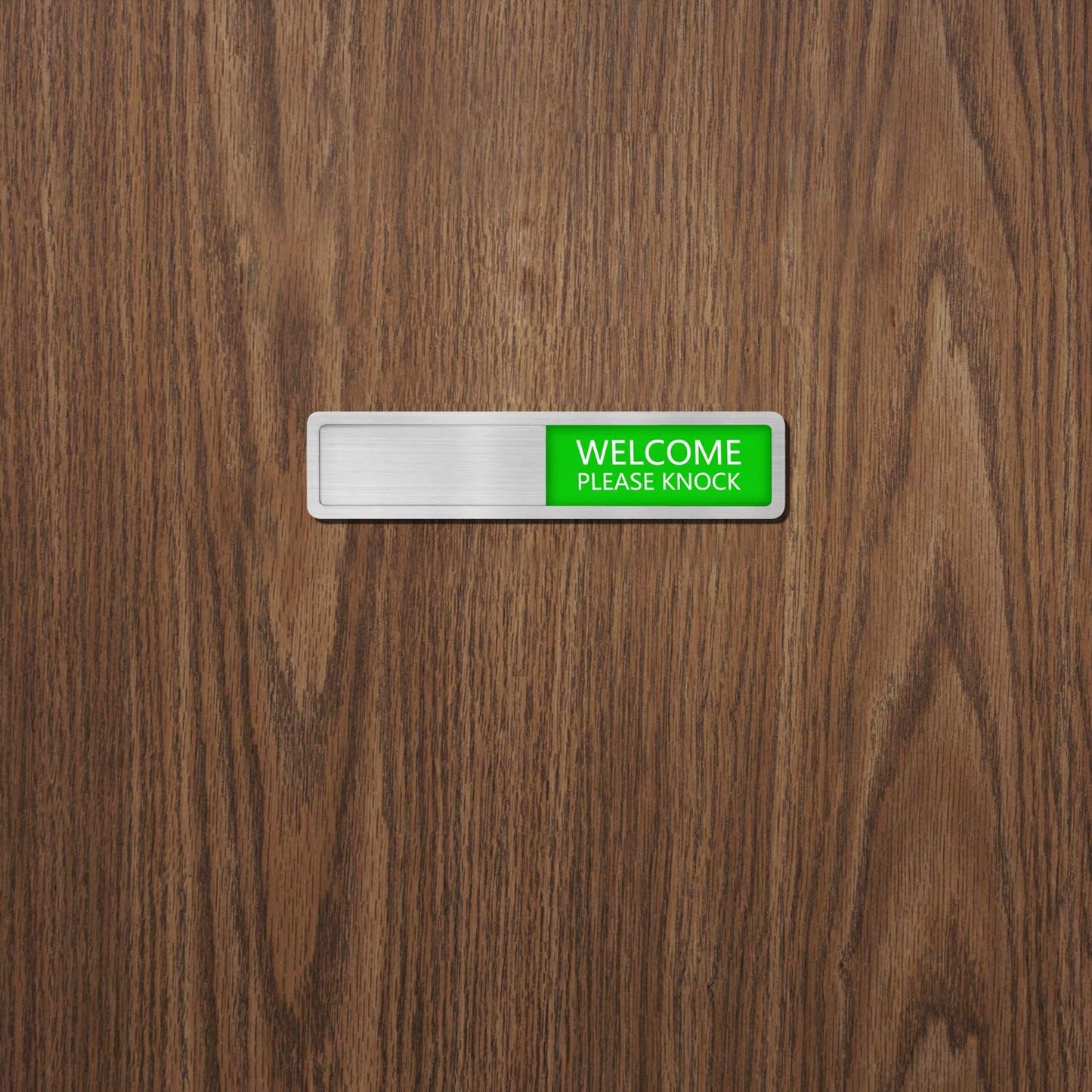 Kichwit 304 Stainless Steel Do Not Disturb Sign, Privacy for Offices or Homes, Welcome Please Knock, Silver