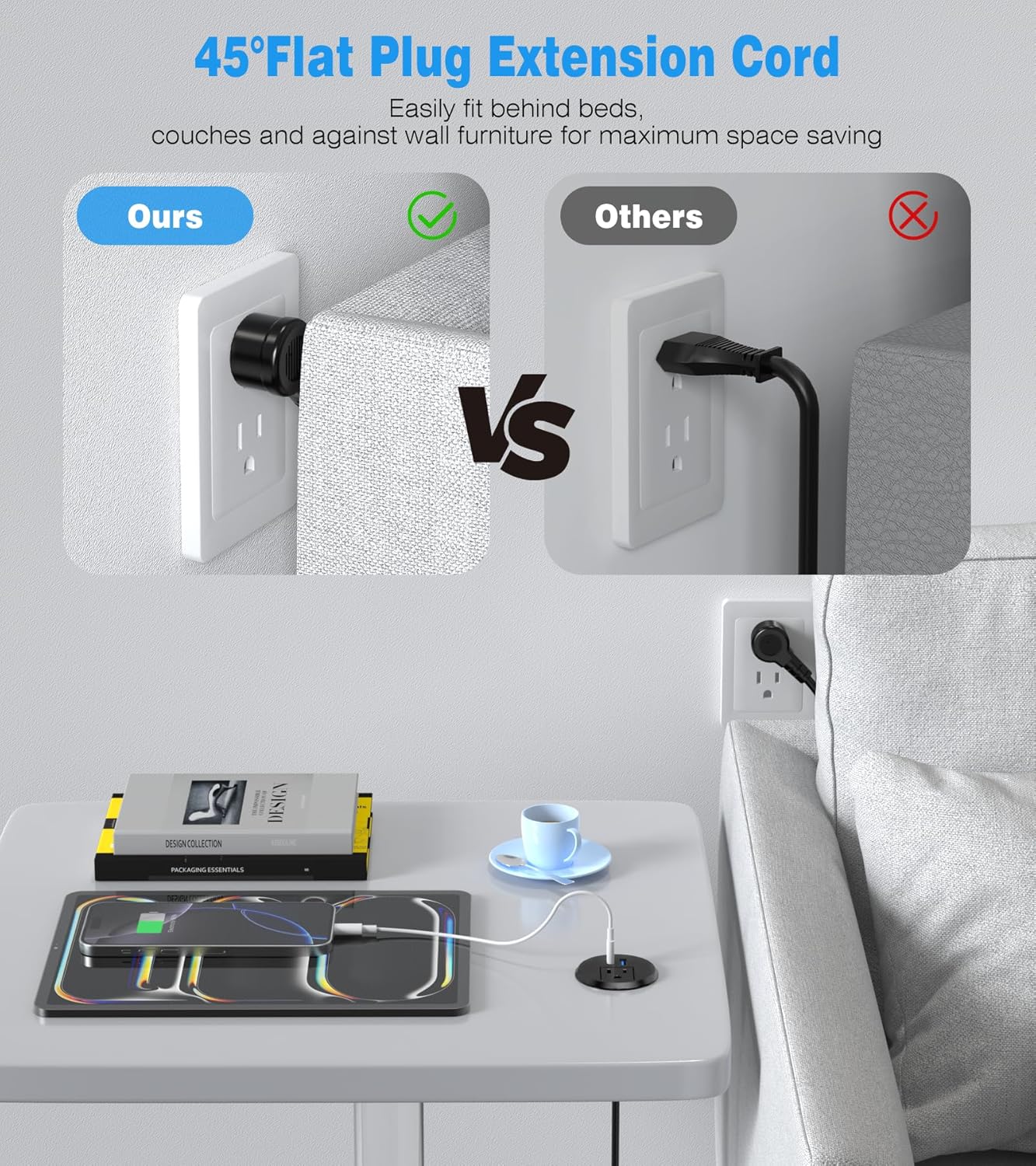 2 Pack Desk Power Grommet Outlet, 2 inch Recessed Power Outlet with 20W USB-C Fast Charging, for Conference Rooms, Office Tables, Furniture, 6FT Cord(ETL Listed)