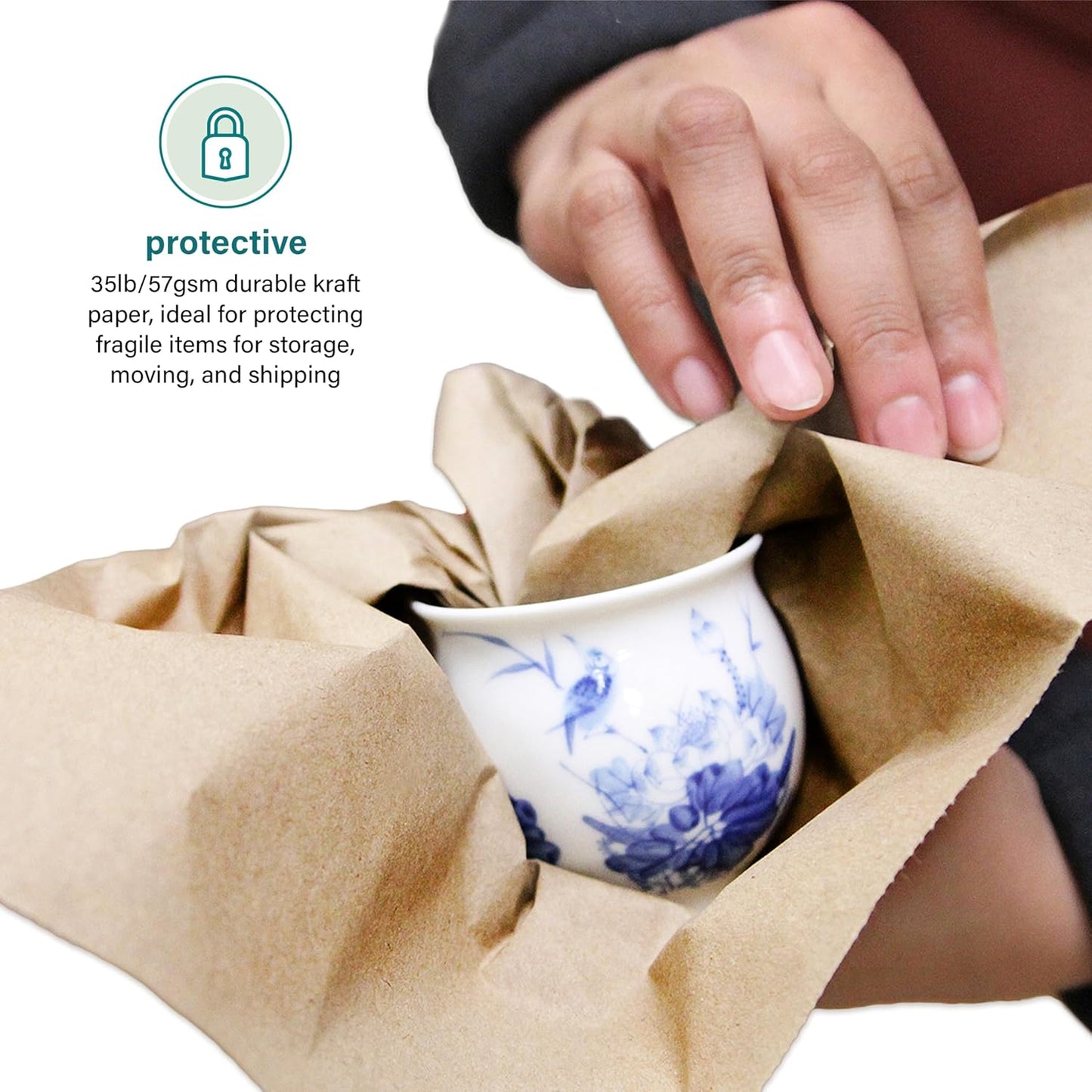 Elementree Brown Packing Paper Sheets for Moving & Shipping - 1500 Count (1375 Feet) - 14.25" x 11" Sheet Size - Sustainable Void Fill Packaging Made in the USA - Kraft Paper Thickness (00919)