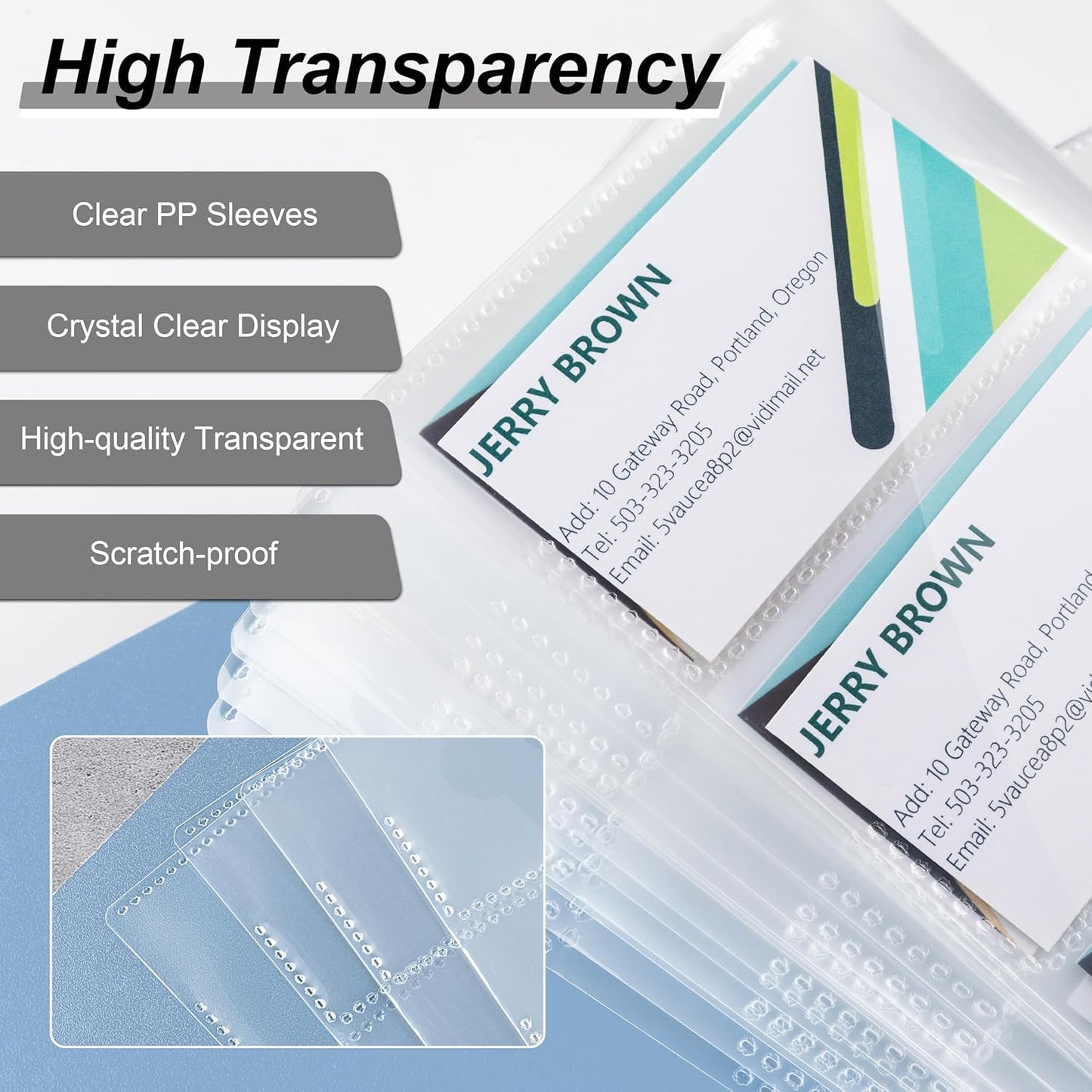 MyLifeUNIT Business Card Book, Name Card Holder Book with 600 Business Cards Capacity, Credit Card Book File Storage (Light Blue)