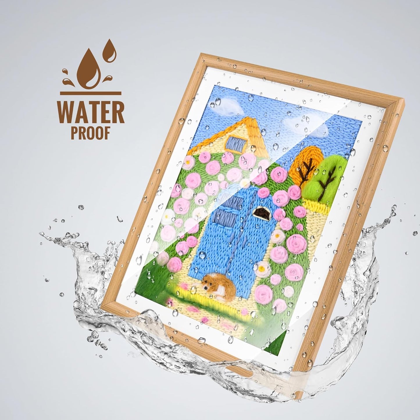 clberni Punch Needle Kit, Punch Needle Embroidery kit, Needlepoint Kits for Adults, Matching 12x16 inches Photo Frame Hanging on Wall as Home Decor