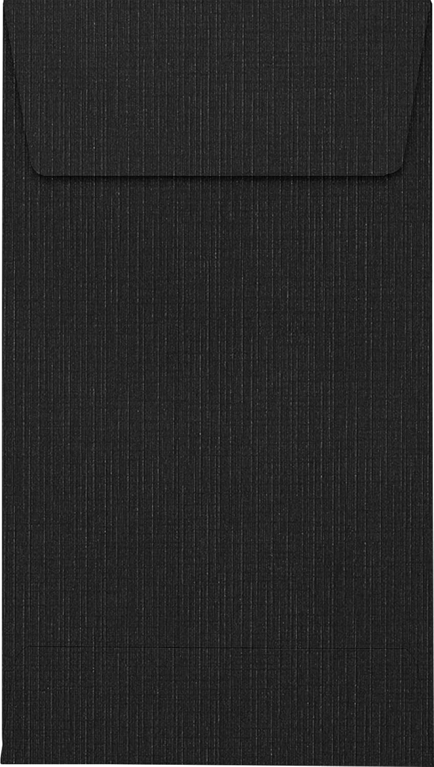 LUXPaper #5 1/2 Coin Envelopes | Peel & Press | 3 1/8" x 5 1/2" | Black Linen | 80lb. Text | 500 Qty