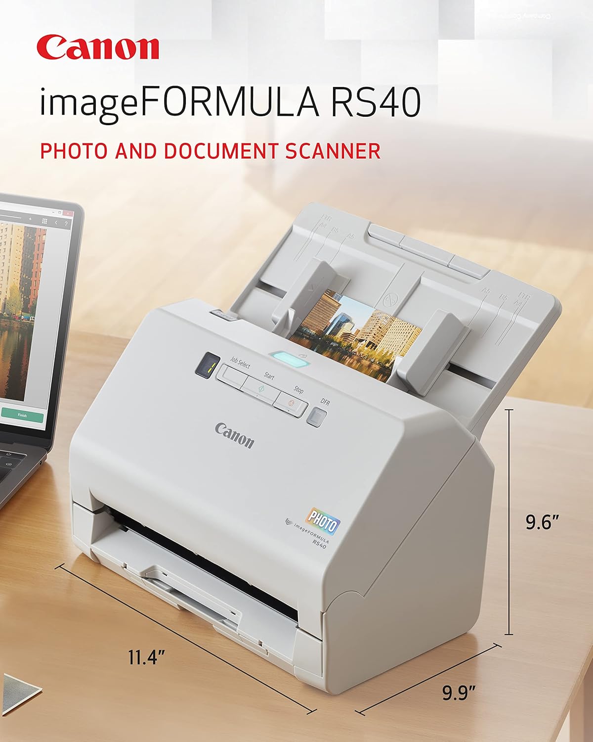 Canon imageFORMULA RS40 - Photo and Document Scanner, Auto Document Feeder, Windows and Mac, Scans Old and New Photos in Varying Sizes, USB Interface