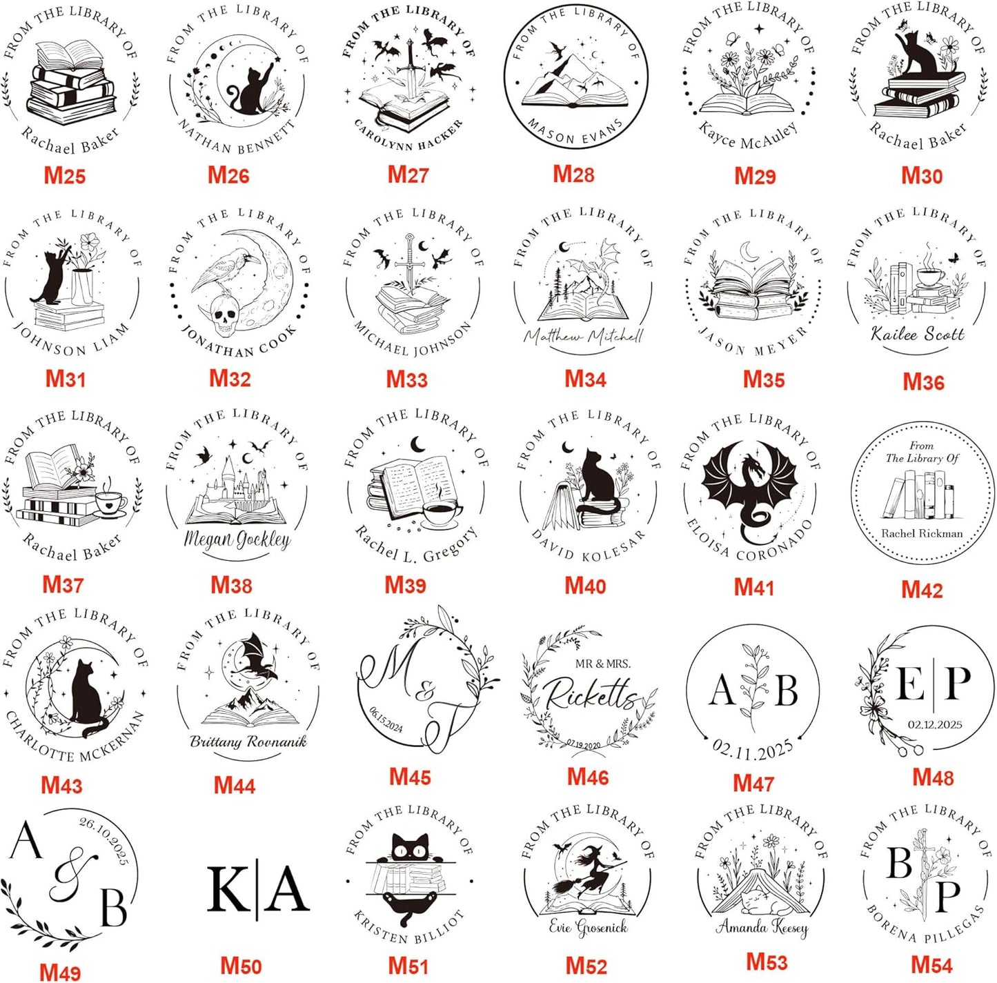 Personalized Book Embosser – Custom Book Stamp for Book Lovers, Libraries, and Gifts, Personalized Embosser with Custom Design (Including Dragon, Cat, Flower, and Other Patterns)