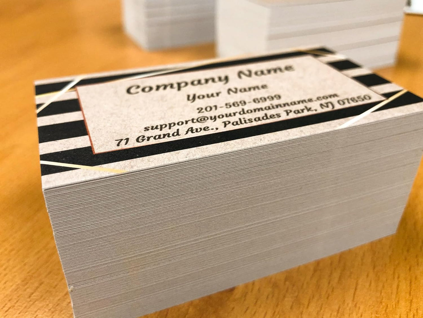 Custom Premium Business Cards 100 pcs Full color - Printed on 16pt(350gsm) or14pt (308gsm) Classic matte paper, Made in The USA (Kraft-Stripe)