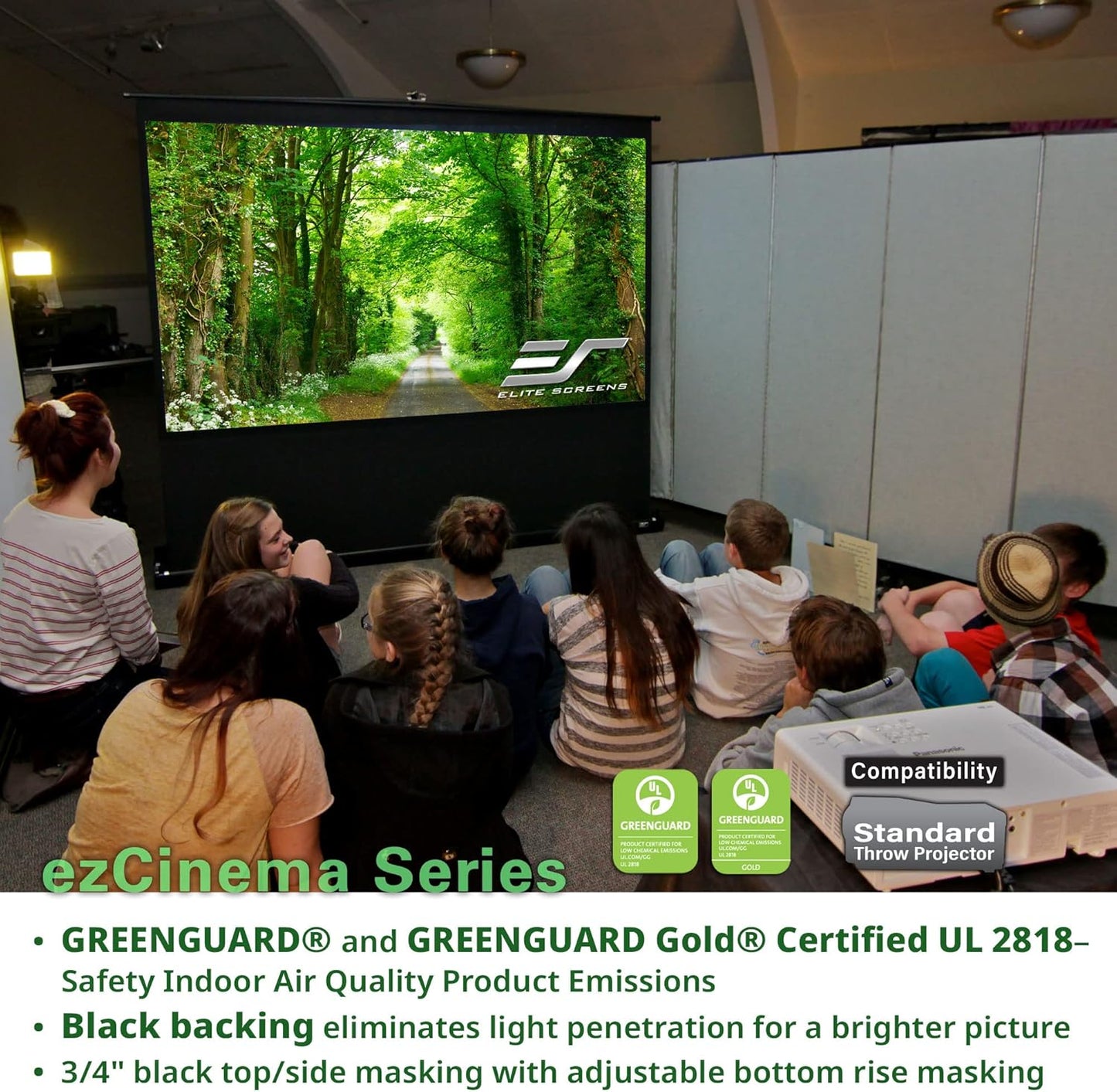 Elite Screens ezCinema 150" 16:9 Pull-Up Projector Screen, 8K/4K UHD Ready, Manual Portable MaxWhite B, Home Theater & Office, Manual, F150NWH