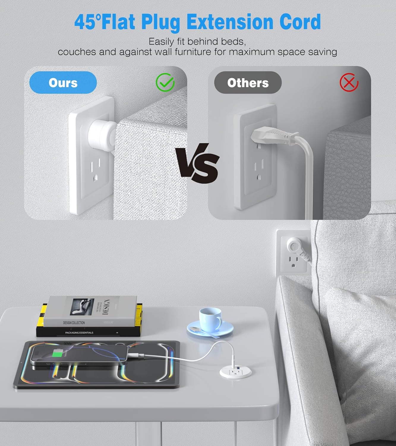 2 Pack Desk Power Grommet Outlet, 2 inch Recessed Power Outlet with 20W USB-C Fast Charging, for Conference Rooms, Office Tables, Furniture, 6FT Cord(ETL Listed)