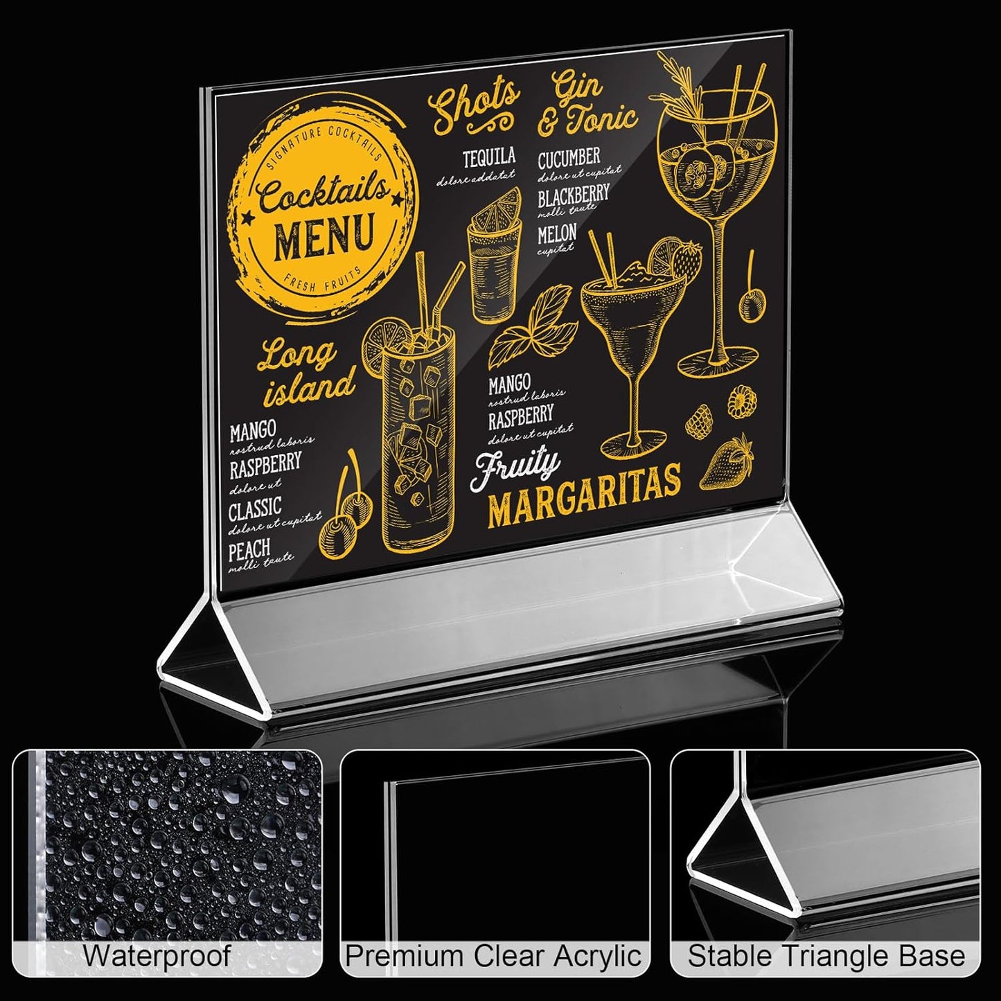 Yulejo 24 Pack Acrylic Sign Holder, Plastic Clear Table Display Holder Double Sided Menu Display Stands T Shaped Card Picture Frames for Office, Weddings, Meetings, Hotels(7 x 5 Inches)