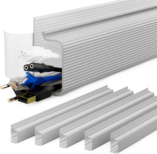 YECAYE 94.2 in Cable Management Under Desk,Easy Install Adhesive Mount Cord Hider,Cord Organizer,Wire Management,Wire Hider for Office Organization,Child & Pet Proof,Grey