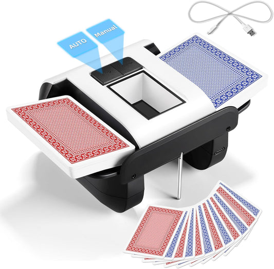 Automatic Card Shuffler for 1-2 Decks - Auto Rechargeable Canasta Shuffler Machine - Birthday Gifts for Card Lover Game Nights - Works Great with Texas Hold'em, Blackjack