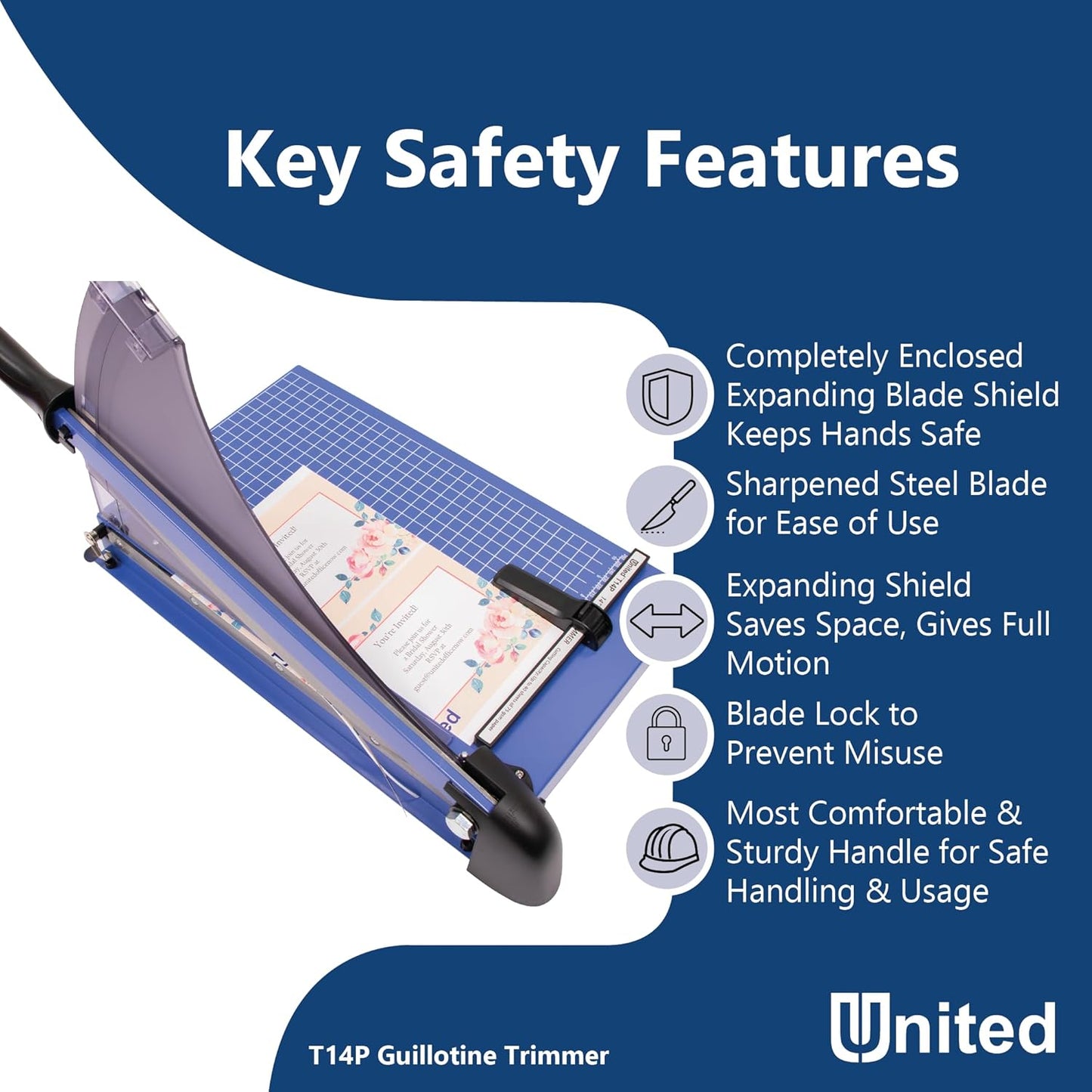 United Office Products T14P Professional Guillotine Paper Trimmer, Sturdy Metal Base, 14" Cut Length, 40 Sheet Capacity, Paper Cutter for Offices, Schools and Crafts