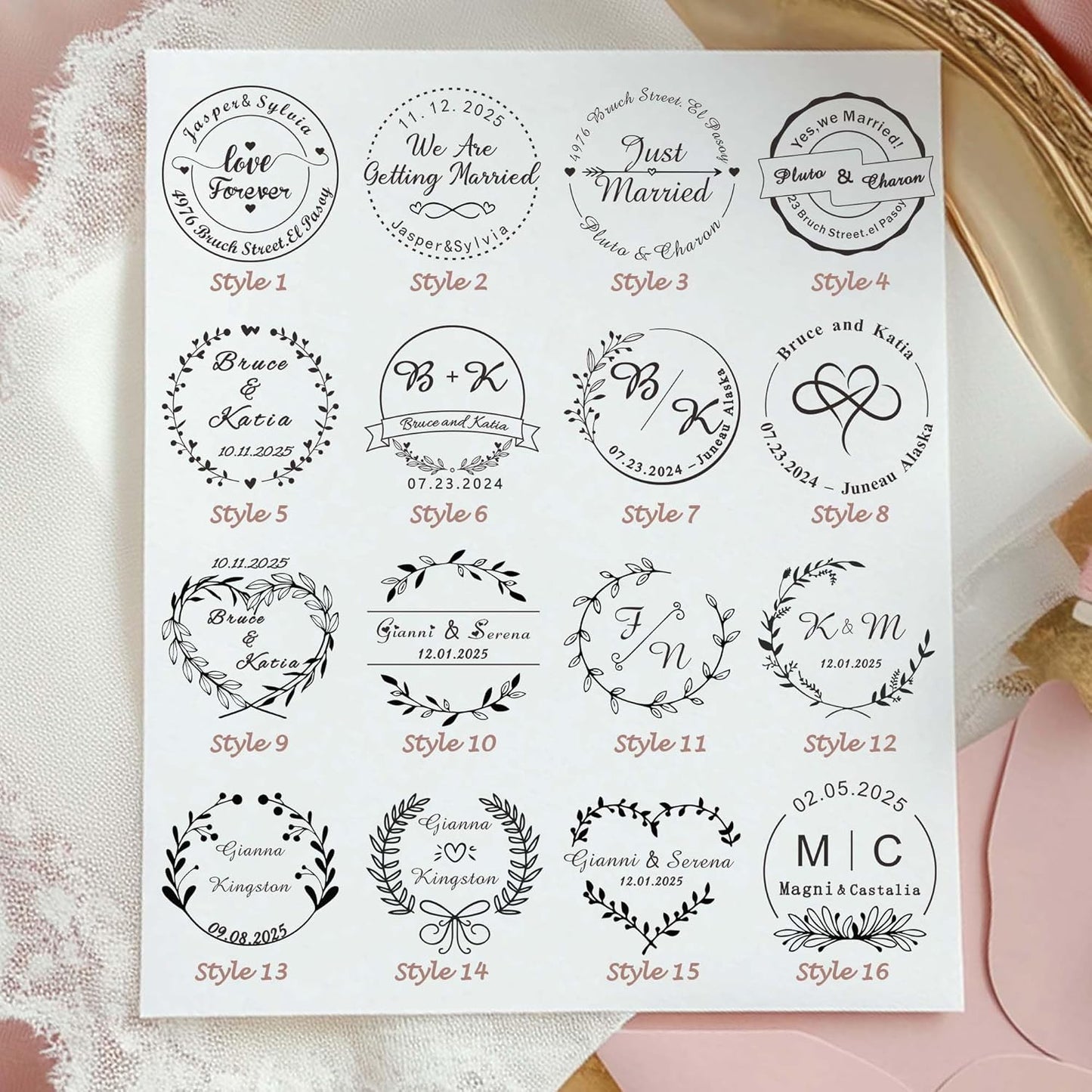 Personalized Wedding Embosser Stamp， Custom Book Business Card Paper Document Notebook, Self Inking Stamp，Book Lover Gifts，Christmas Gifts (Style09)