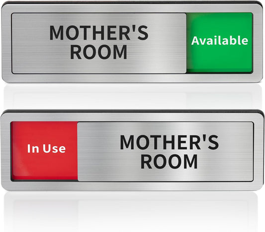 Mother's Room Door Signs, Do Not Disturb,Breastfeeding Door Sign, In Use/Available Slider Sign for Lactation Room, Privacy Vacant Occupied Nursing Signs，Brushed Silver