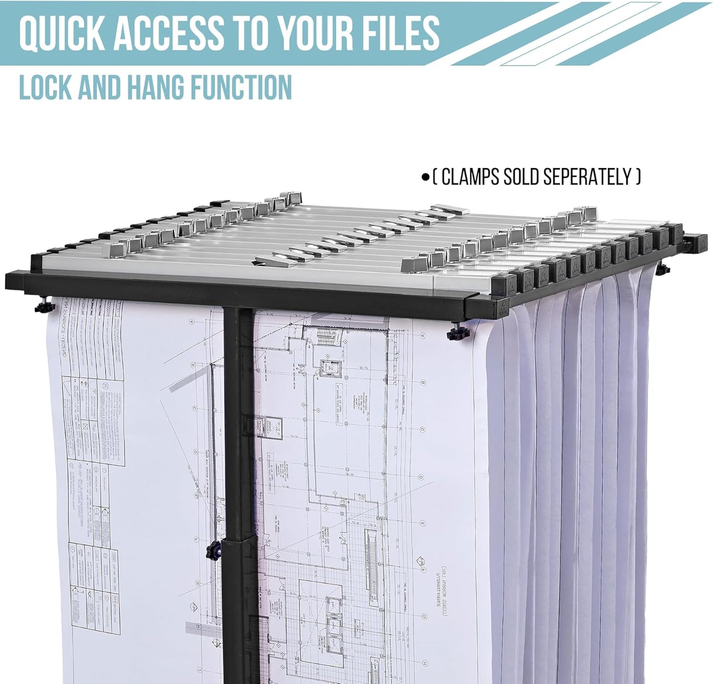 Adir Mobile Blueprint Holder - Adjustable Blue Print Storage Organizer and Construction Plan Holder – Plans Rack for Jobsite and Office (Without Blueprint Clamps)