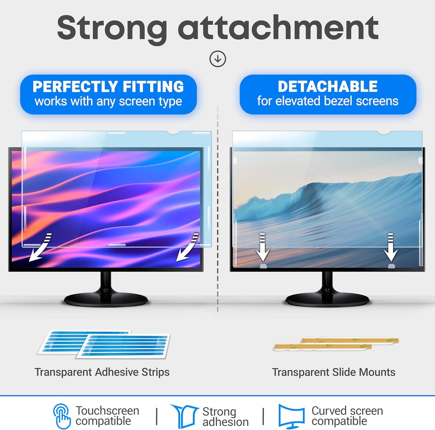 24 inch Anti-Glare Blue Light Blocking Screen Protector Panel for 16:9 Widescreen Computer Monitor and Laptop - PC Anti-UV Eye Protection Filter Film - Anti-Scratch Diagonal Frame Shield [2 Pack]