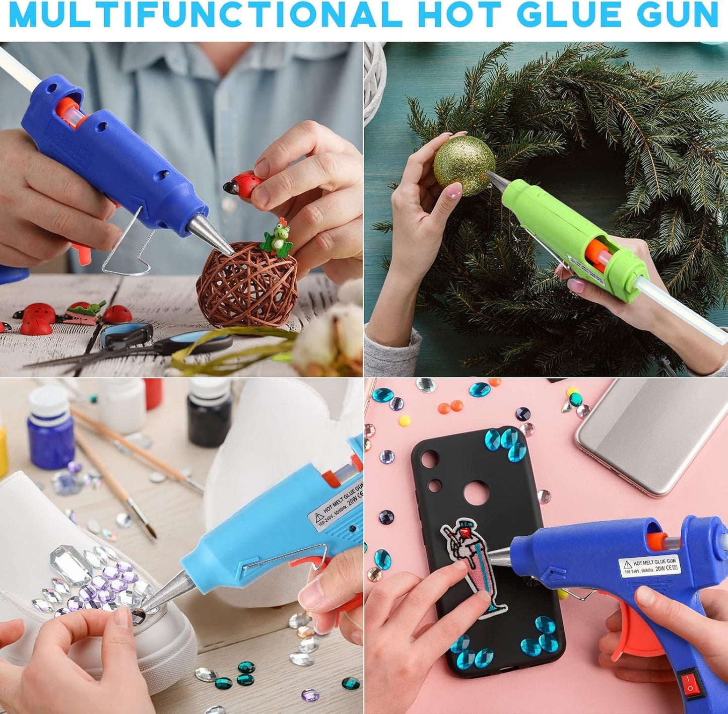 Zhengmy 6 Pieces Mini Hot Glue Gun Crafts Hot Melt Guns Fast Preheating and Easy Squeeze Trigger for School DIY Arts Class Projects Office Home Quick Repairs (Multicolored)