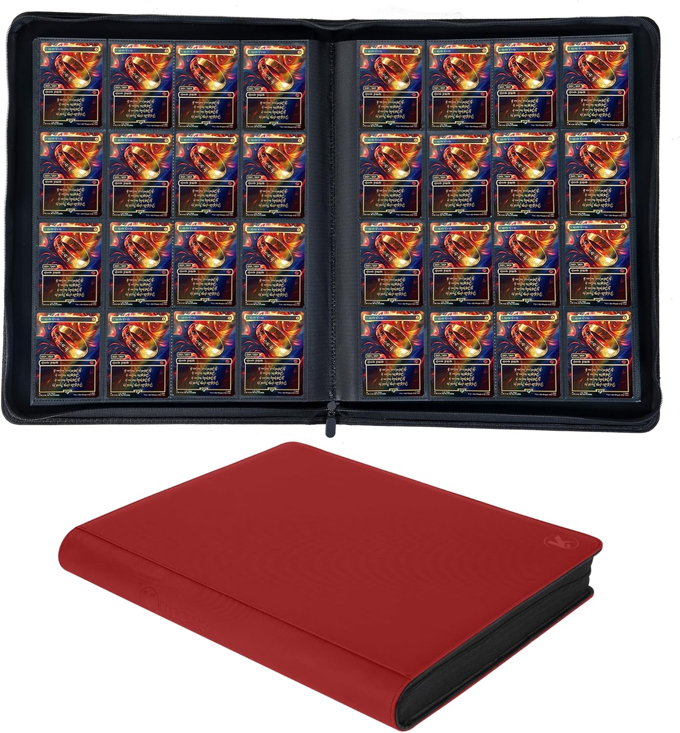 1408+ Pockets Trading Card Binder, 16-Pocket Card Ablum Compatible with MTG,Sports Cards & Other Standard Size Trading Card (Red)