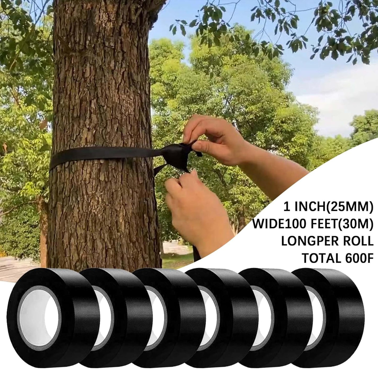 6 Pack Black Flagging Tape, Non-Adhesive Plastic Ribbon Neon Marking Roll, 1"*600ft, Marking Tape for Tree Marking, Hunting, Boundaries and Hazardous Areas,Trail Marking